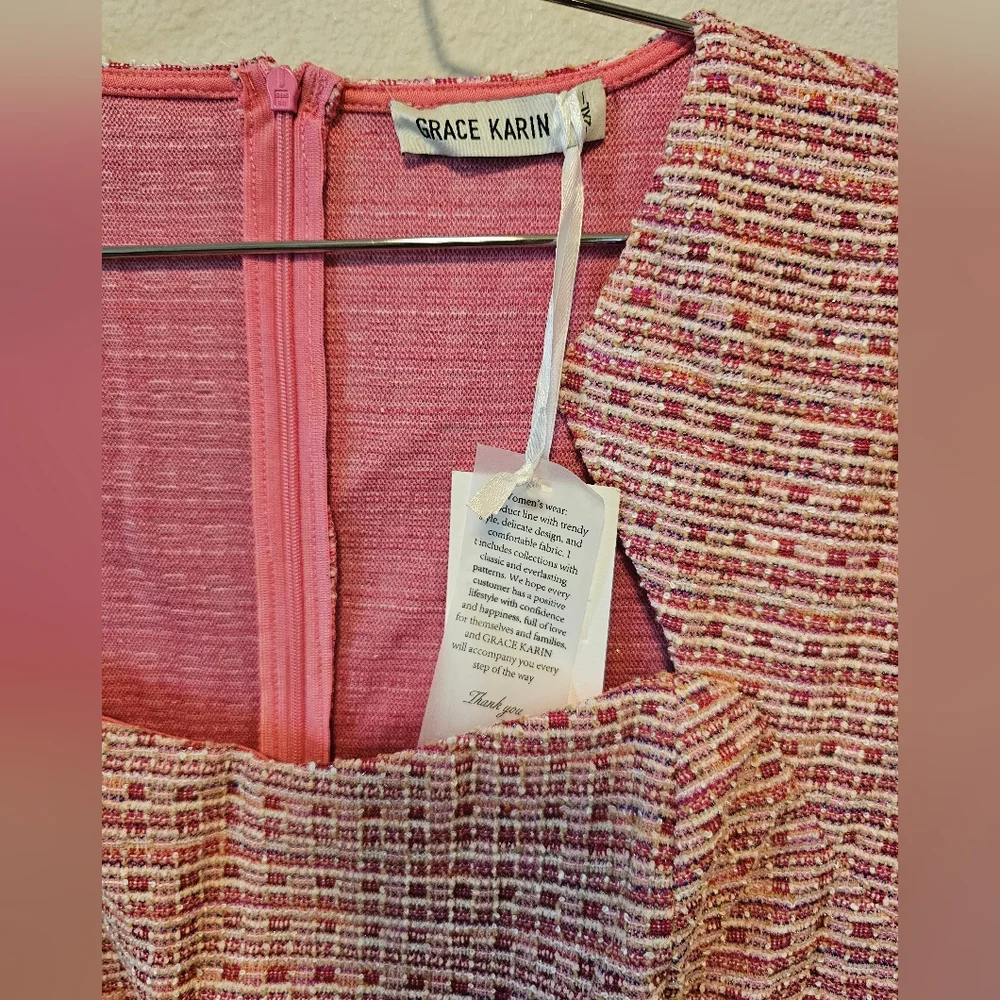 2XL Grace Karin Pink Tweed Dress (NWT) - Picture 2 of 4